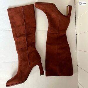 Sam Edelman NWOT Suede Leather Heeled tall boots size 9 burgundy